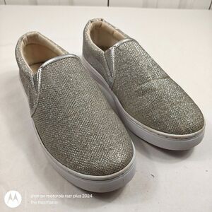 Women's H2K Los Angeles White Glitter Sparkle Slip-On Sneakers US Size 6